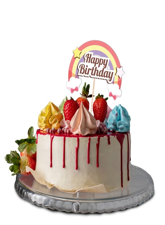 Festiko® Happy Birthday Rainbow Theme Cake Topper, Special Decorations Items, Cakes Accessories, Cake Decoration Supplies - Image 1